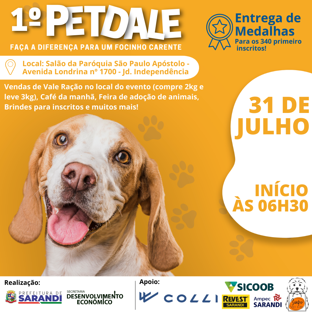 Vem aí o 1°PETDALE